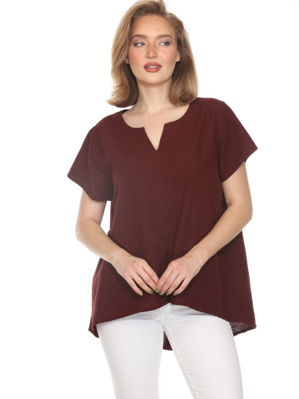 Linen Top - Burgundy